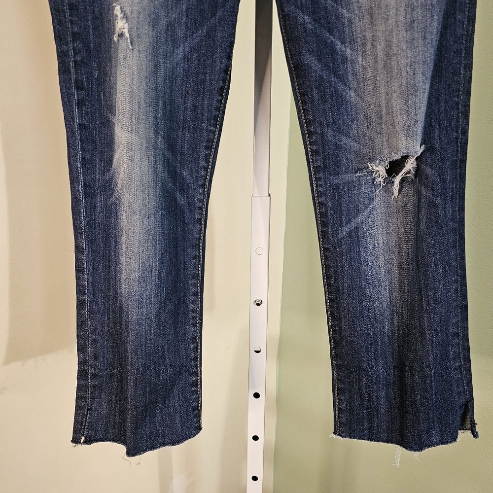 Kut from the Kloth Reese‎ Ankle Straight Leg Jeans Light Distress Dark Wash 6 - Picture 3 of 10